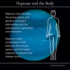 an image of a person standing next to a blue planet with the caption'neptune and the body '