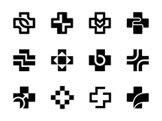black and white medical cross icons on a white background stock photo - premium royaltying