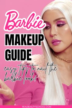 woman with pink barbie makeup look