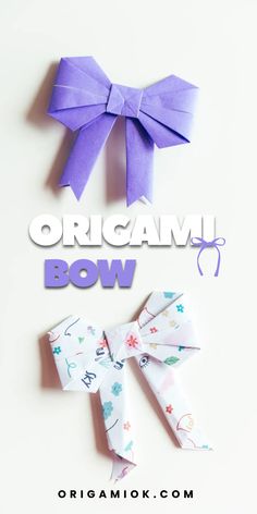 an origami bow is shown with the words origami bow above it