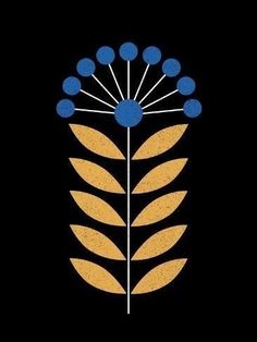 a black background with a blue and gold flower on the bottom right corner is an image of a plant that appears to be in mid - bloom