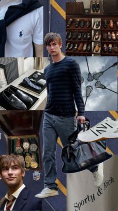 a collage of photos with men's clothing and accessories