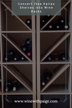 a wine rack filled with lots of bottles