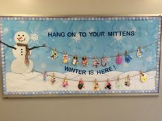Winter Board! ❄️ Mitten Bulliten Board Ideas, January Bulitin Board, Winter Bulliten Boards Ideas Preschool, Winter Bulletins For Preschool, Winter Bullion Board Preschool, January Bullet Board Ideas Preschool, Winter Bulliten Board Ideas Daycare, January Display Ideas, Winter Bullion Board