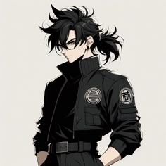 an anime character with black hair and glasses on his head, standing in front of a white background