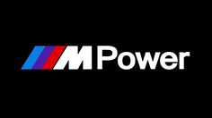 the m power logo is shown in black and white with red, blue, and yellow stripes