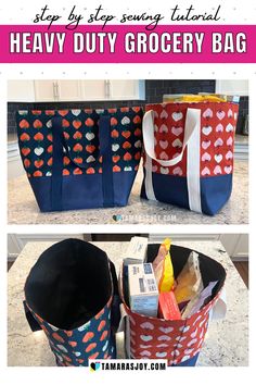 two bags that have been made to look like they are being used as grocery bags