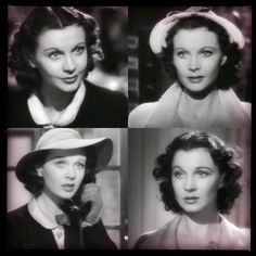 four pictures of women with hats and scarves