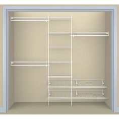 an empty walk in closet with shelves and wire shelvings on the wall above it