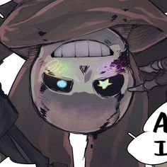 an animal with glowing eyes and a hat