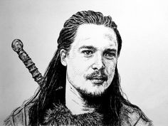 Pen & Ink Giclee Art Print shadycharactersart.etsy.com/ The Last Kingdom Tattoo, Uhtred Of Bebbanburg Tattoo, The Last Kingdom Art, Uhtred Of Bebbanburg Art, Uhtred Tattoo, Uthred The Last Kingdom Tattoo, Uhtred Tattoos, Black And White Mockingjay Art, Black And White Hobbit Art