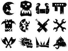 various black and white logos with different shapes, sizes and colors on the bottom half of each letter