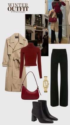 Fall Outfits For University, Cold Formal Outfit, Nyc Winter Fits Aesthetic, Classy Winter Outfits Old Money, Parisian Winter Outfits Cold, Classy Cold Weather Outfits, Milan Fits, Winter Red Outfit Inspiration, Italian Outfits Women Winter