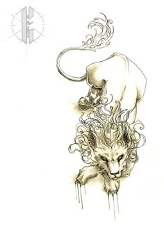 a drawing of an animal with hair on it's back