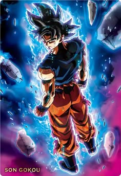 the dragon ball character is flying through the air