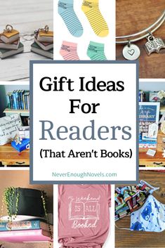 the words gift ideas for readers that aren't books are overlaid with images of books
