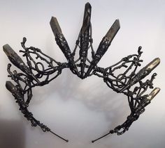 Obsidian Crown, Black Metal Crown Accessory, Black Twig Crown, Black Fairy Crown, Black Metal Crown, Dark Fairy Crown, Black Crystal Crown, Gothic Fairy Crown, Obsidian Tiara