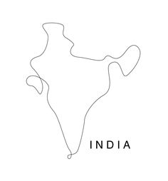 the outline of india on a white background with black text that reads,'india '