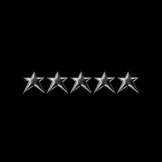 five silver stars on a black background with one star in the middle and three out