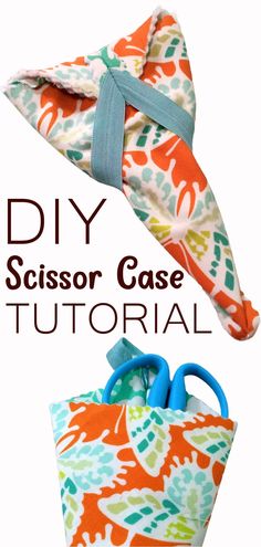 the diy scissor case is made with fabric and scissors to make it look like