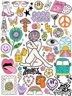 an image of various stickers on the back of a person's head and body
