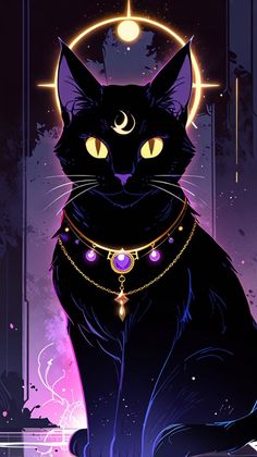 Celestial Kitty, Cat Mystic, Mystic Cat, Mythical Cats, Magical Cat Art, Magic Cat Art, Witches Cat, Witchy Cat, Astral Cat