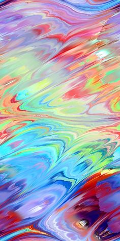 an abstract painting with multicolored paint on the bottom and bottom half of it