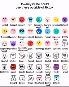 an image of different types of emoticions with caption in the bottom right corner