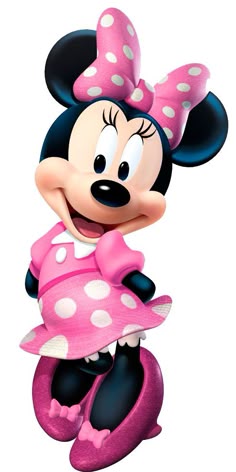a cartoon minnie mouse with pink polka dots