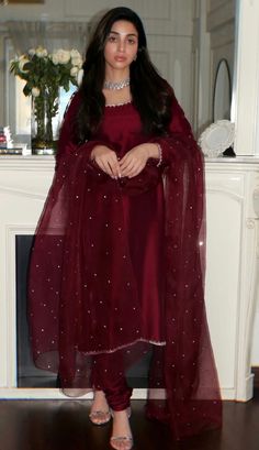 #dresses Nikkah Wedding Guest Outfit, Anmol Baloch Suit, Maroon Dress Pakistani, Red Pakistani Kurti, Pakistani Suit Red, Mehrunnisa Dresses In Iqtidar, Anarkali Red, Wedding Guest Salwar Suit, Red Churidar Designs Party Wear