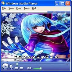 the windows media player is running with snowflakes and stars in the back ground