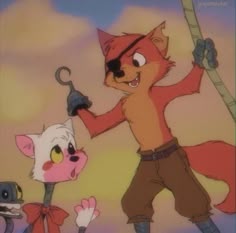 the fox and the hound are standing next to each other