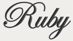 the word ruby written in cursive black ink