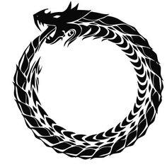 a black and white drawing of a dragon in a circle