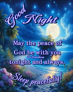 a painting with the words good night on it and an ocean scene in the background