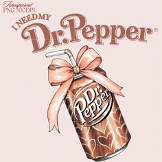a drawing of a dr pepper can with a bow tied around it's neck