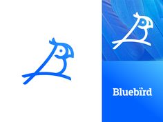 the bluebird logo is next to an image of a bird