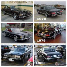 four different cars are shown side by side in the same photo, and one is black with gold trim