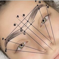 How To Outline Eyebrows, Eyebrow Mapping Guide, Eyebrow Mapping Perfect Brows, Eyebrow Outline Drawing, Map Eyebrows, Mapping Eyebrows Shape, Eye Brow Mapping, Brow Map, Eyebrow Mapping