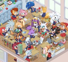 an image of cartoon characters in the classroom