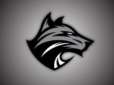 the black and white wolf logo on a gray background