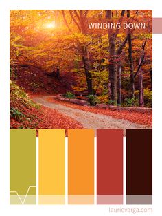 an autumn scene with the words winding down