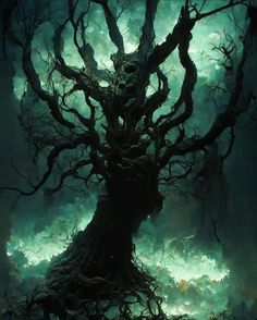 an image of a tree that looks like it has been turned into a creepy creature