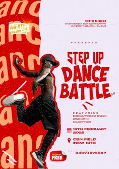 the poster for step up dance battle shows a man jumping in the air with a frisbee