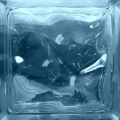 an ice cube with some water in it's bottom and the top part visible
