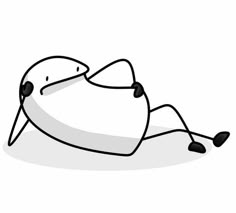 a black and white drawing of a person laying on the ground with headphones in their ears