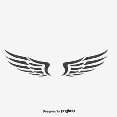 two black and white wings with the words designed by pngfee on it