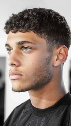 Buzz Cut Afro, Men Short Hairstyle Curly, Fashionable Haircuts, Classic Mens Haircuts, Curly Hair Buzz Cut, Buzz Cut Curly, Afro Cuts, Curly Buzz, Curly Ceaser Cut