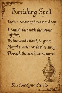 Witchcraft Banishing Spells, Quick Spells, Banishing Spirits, Witchcraft Banishing, Spell To Banish Evil Spirits, Spells And Rituals, Banishing Candle Spell, Spirit Banishing Spell, Simple Banishing Spell