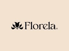the logo for florela is shown in black on a light beige background,